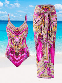 Maiô com saída de praia feminino e estampado Adriely