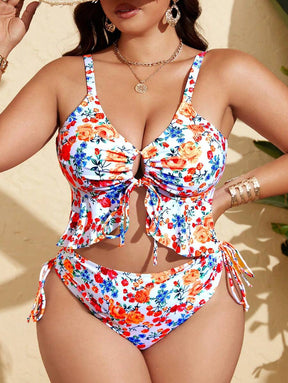 Tankini Feminino com Babado no Busto, Amarração Lateral, Fenda