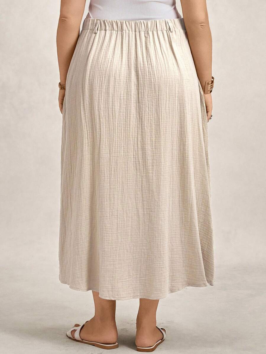 Saia Feminina de Algodão Comprimento Médio com Botões - Rossela