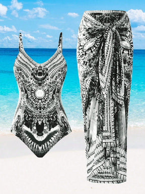 Maiô com saída de praia feminino e estampado Adriely