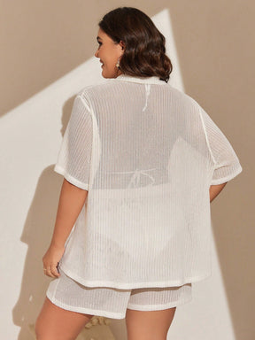 Conjunto de 2 Peças Feminino de Praia com Modelagem Solta e Shorts de Cobertura - Dália