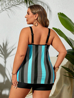 Tankini Feminino com Estampa de Bolinhas e Listras