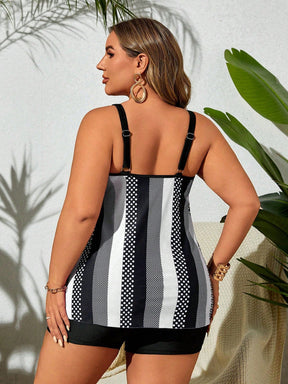 Tankini Feminino com Estampa de Bolinhas e Listras