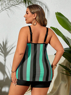 Tankini Feminino com Estampa de Bolinhas e Listras