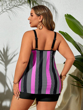 Tankini Feminino com Estampa de Bolinhas e Listras