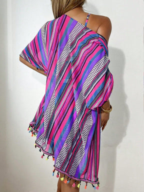 Top 10 Sand Tropical – Conjunto Praia 4 Peças com Kimono – Estampa Geométrica Verão 2026