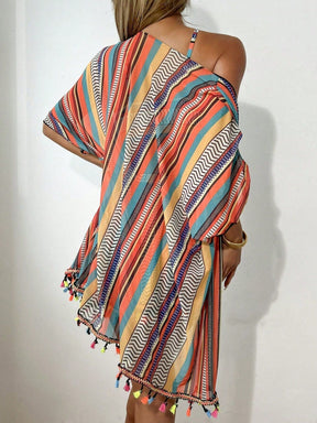 Top 10 Sand Tropical – Conjunto Praia 4 Peças com Kimono – Estampa Geométrica Verão 2026